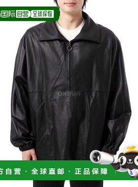 韩国直邮STUDIO NICHOLSON NAUT SNM 半拉链羊皮夹克 黑色皮衣