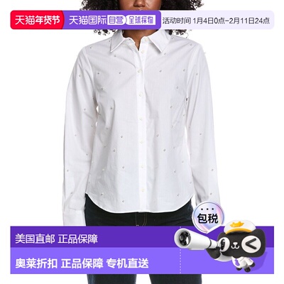 自营CeCe Embellished Button Shirt - white 美国奥莱直发