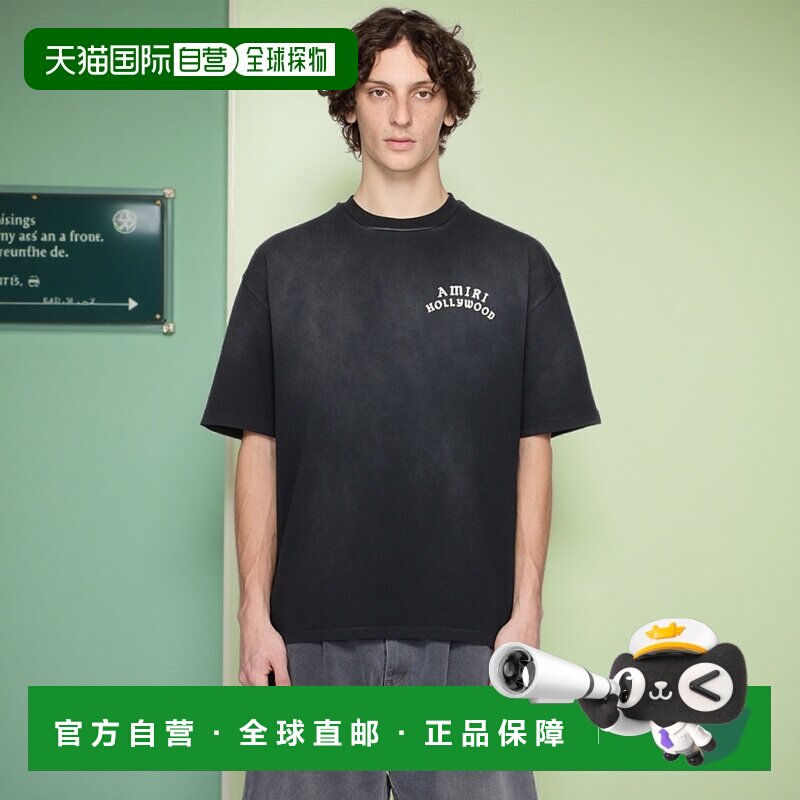 1h可退 香港直邮AMIRI 男士 黑色 Hollywood Oversized T恤 AMJYT