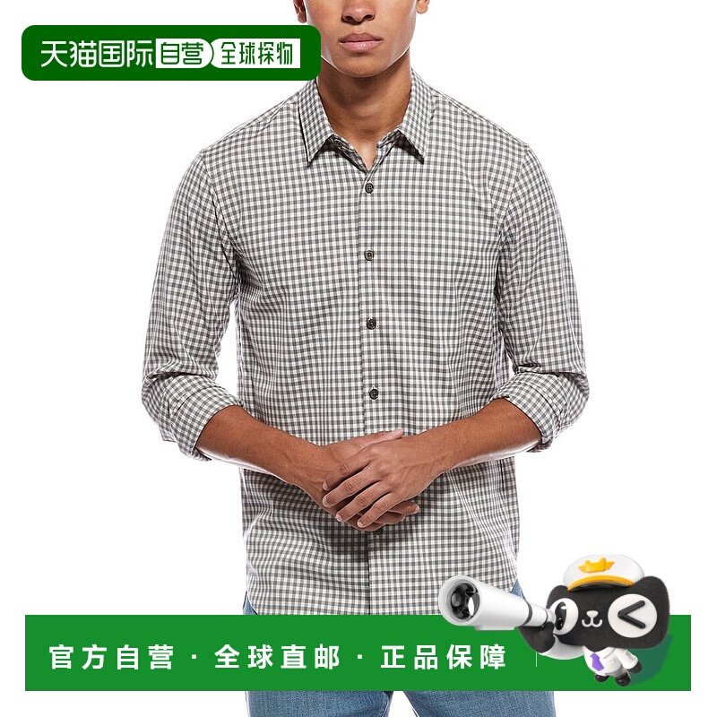 自营 theory灰色拉密格子衬衫 美国奥莱直发