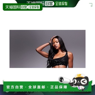 女士 ASOS faux ord 1h可退 设计珠片单肩中长连衣 香港直邮潮奢