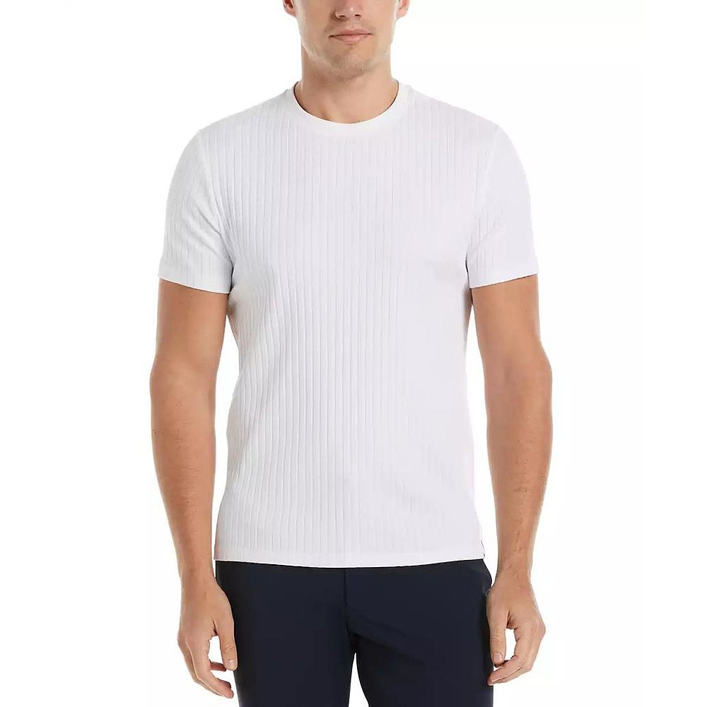 美国直邮Perry Ellis 男士肋纹圆领短袖T恤 舒适休闲百搭