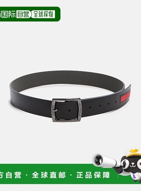自营 guess红色条纹标志带-黑色 美国奥莱直发新款腰带