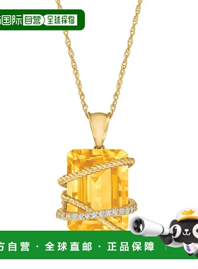 自营 ross-simons罗斯-西蒙斯黄水晶和。 14 克拉黄金钻石吊坠项