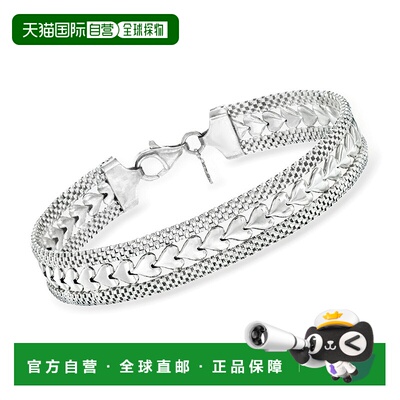 自营Ross-Simons Italian Sterling Silver Heart-Motif Bracelet