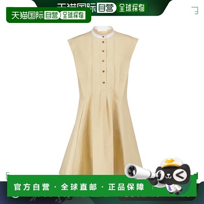 1h可退 香港直邮Chloe 蔻依 女士 亚麻棉质迷你连衣裙 yellow黄色