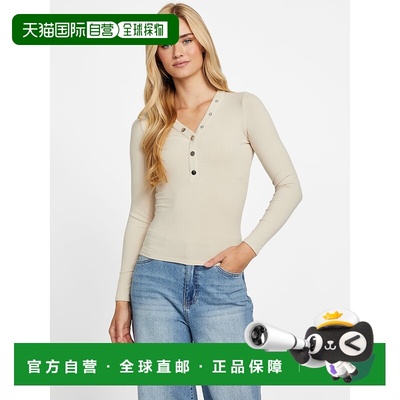 自营guessLexis Henley Top - oatmeal 美国奥莱直发