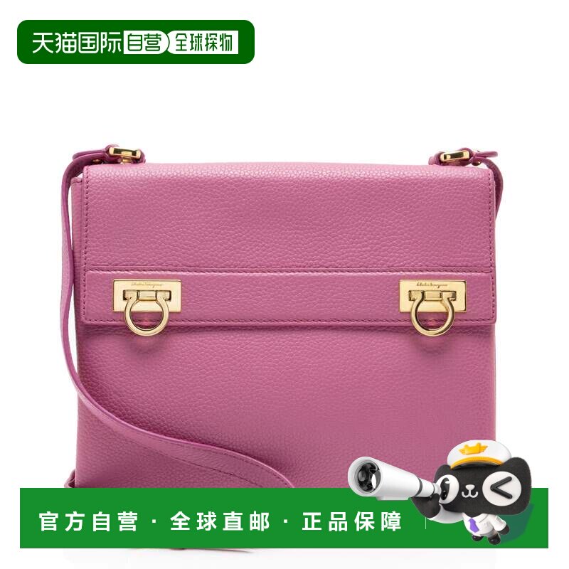 自营Ferragamo小牛皮Mya双锁斜挎包-粉红色单肩包 美国直发奥莱