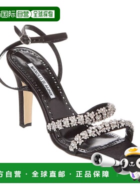 自营Manolo Blahnik Vedada 105 缎面凉鞋 - 黑色 美国奥莱直发