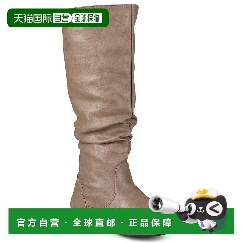 自营 Journee Collection 宽小腿女款 Jayne 靴 - 灰褐色 美国奥