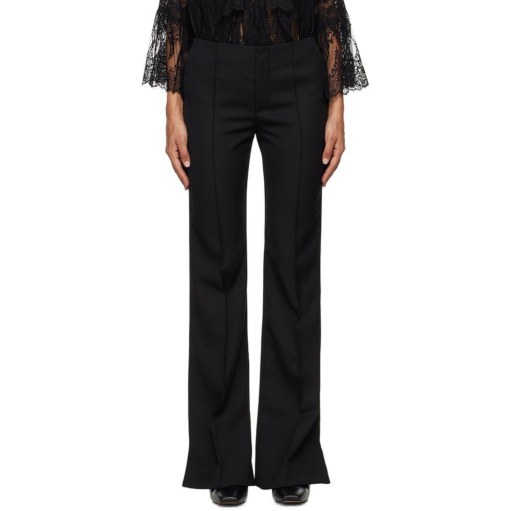 潮奢 Chloe 蔻依 女士 黑色捏褶缝长裤 CH24APA32