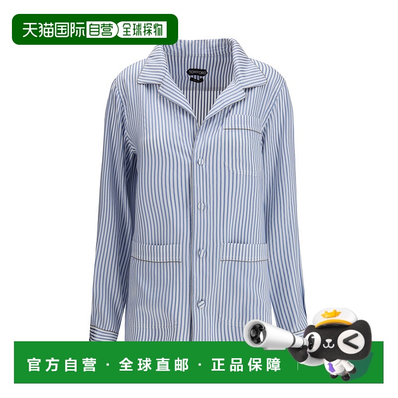 1h可退 香港直邮Tom Ford 汤姆 福特 女士 PJ 条纹真丝衬衫 CA333