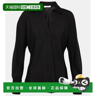 香港直邮VINCE 舒适时尚 女士 black黑色 真丝乔其纱衫 1h可退