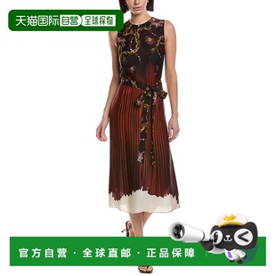 Georgette Printed Midi Dress 美 自营Marchesa orange Notte