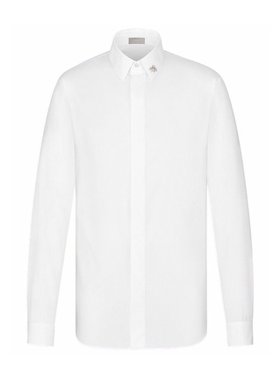 DIOR 男士衬衫 013C501F1581C080 SS2024 白色 珠饰蜜蜂衬衫