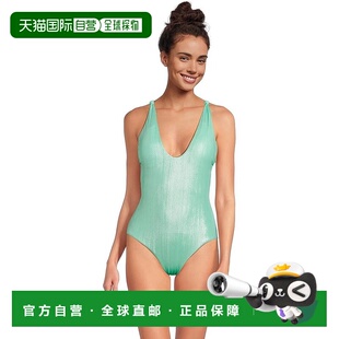 自营BECCA Oragami Swimsuits Women's Aqua Sea Textured Knott
