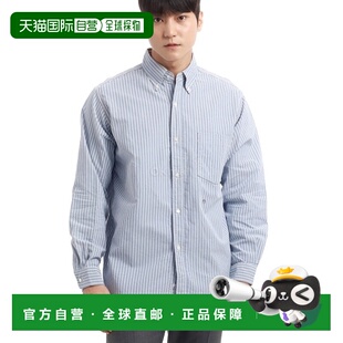 韩国直邮nanamica 纽扣条纹防风衬衫 - 海军蓝 (SUGF352 N) 长袖