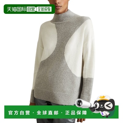 自营Reiss Georgia Funnel Neck Wool-Blend Sweater - ivory/gre
