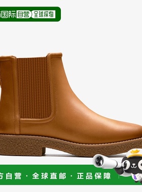 日本直邮Clarks其乐 Nella Top 皮革 百搭套脚 切尔西靴 女款 棕