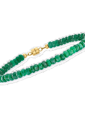 自营Ross-Simons Emerald Bead Bracelet With 14kt Yellow Gold