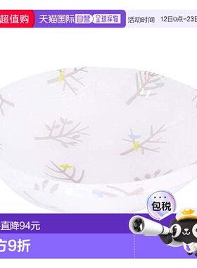 【日本直邮】Oka洗澡用水盆脸盆树鸟图案白色31cm正品