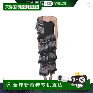 香港直邮FENDI Women真丝露背 21SS 印花褶饰连衣裙