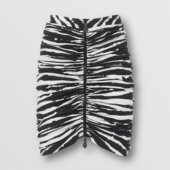 女士半身裙 45641191 AW2020 BURBERRY 黑色 水彩印花缩褶半身裙