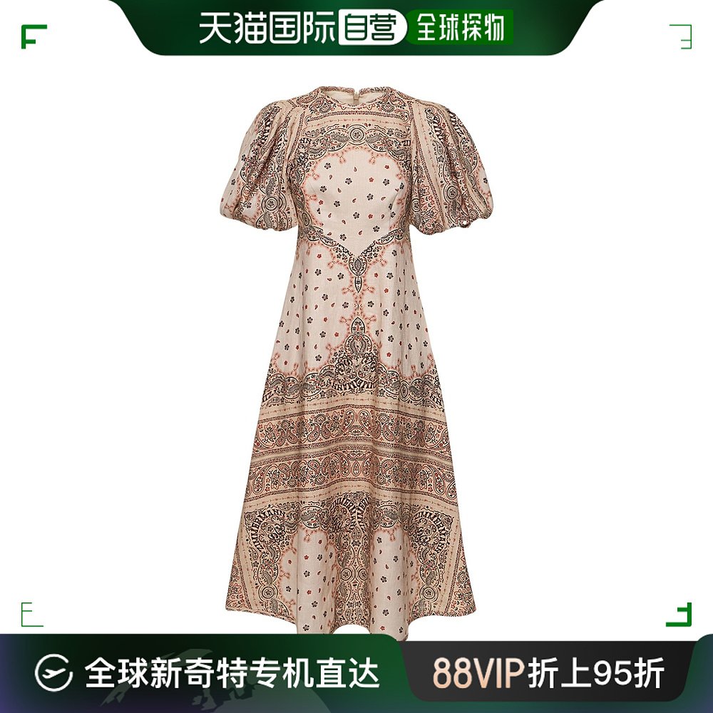 香港直邮潮奢 ZIMMERMANN 女士 Day印花亚麻迷笛连衣裙 女装/女士精品 连衣裙 原图主图