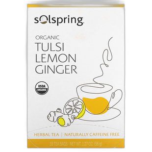 香港直邮Mercola博士,有机圣罗勒柠檬姜，草本茶，18袋茶包，1.27