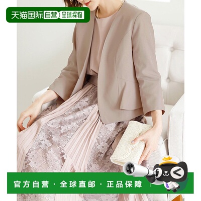 日本直邮GeeRA 蕾丝与百褶连衣裙夹克套装 [R04609EW11931]