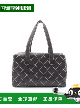 日本直邮中古Chanel香奈儿女包B级9新wild stitch牛皮托特包黑色