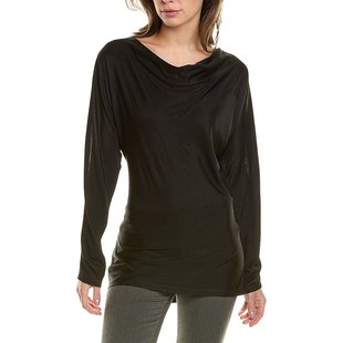 Donna Karan Top 美国奥莱 black Inset 直发 Mesh Cowl