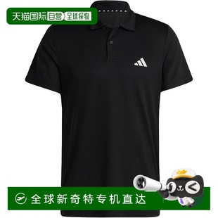 黑色 日本直邮adidas 品牌Logo印花翻领纽扣短袖 Polo衫 男款