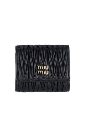 MIU MIU 女士钱包 5MH033AFPPF0002 SS2025 黑色 徽标钱包