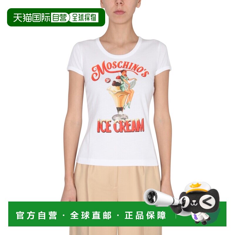 香港直邮MOSCHINO 女士T恤 070905411001 SS2025 白色 Ice cream图片