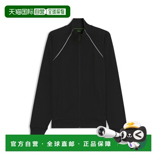 自营bossContrast-piping sweatshirt in a cotton blend - black