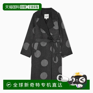 欧洲直邮COS 女士灰色羊毛大衣新款 宽松秋冬专柜冬季 西装