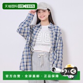 日本直邮Pom 前摆荷叶边格纹衬衫 Ponette Junior