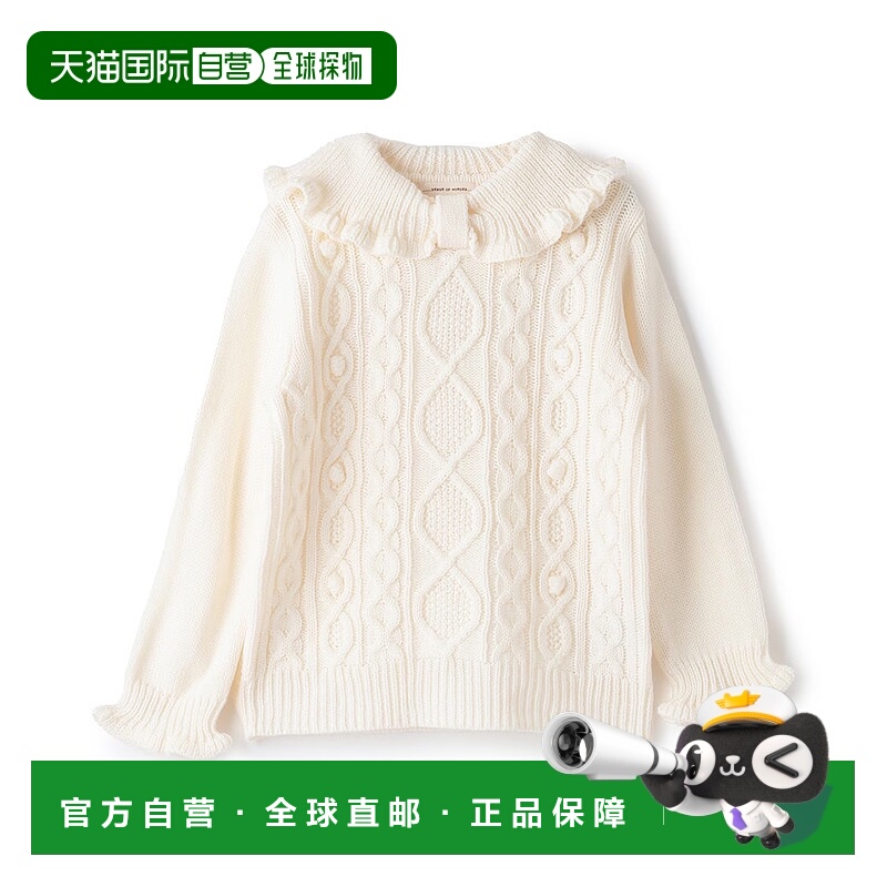 1h可退 日本直邮sense of wonder 女童宽松螺纹针织衫 蕾丝领设计