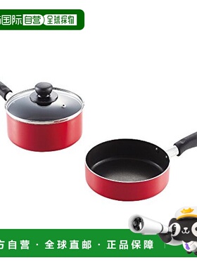 日本直邮PEARL METAL煎锅16cm附玻璃锅盖家用厨房红色HB 2185