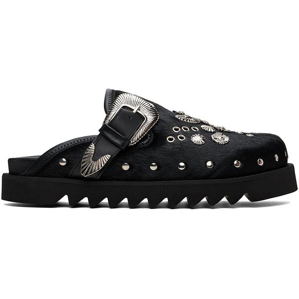 Toga Virilis|SSENSE 独家发售黑色金属孔眼 Sabot 一脚蹬乐福鞋