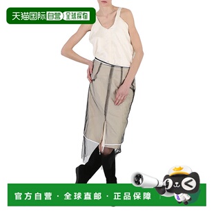 自营 Maison Margiela女士本色分层Calico Midi连衣裙-Ecrù 美国