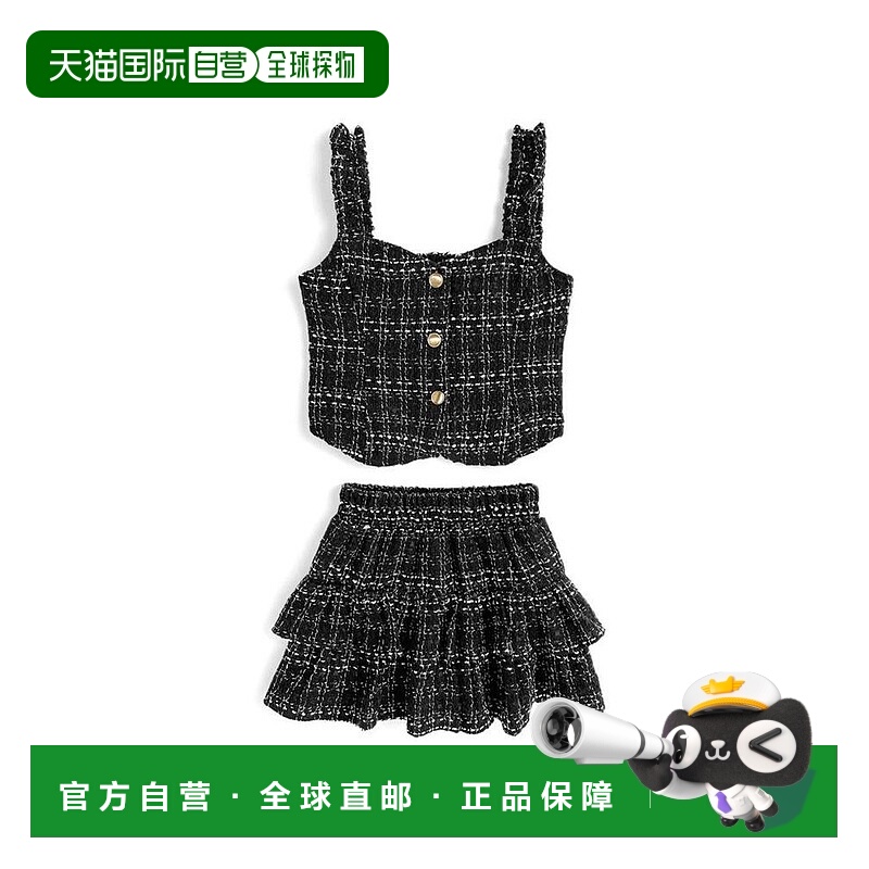 日本直邮日潮 GRL粗花呢胸衣×带内衬安全裤的A字迷你裙套装pp253