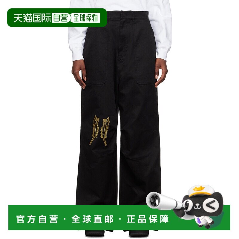 1h可退 香港直邮潮奢 We11Done 女士 黑色刺绣长裤 WDPT123252M