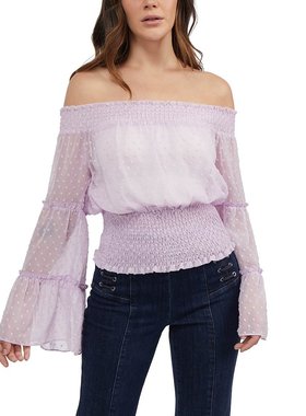 【美国奥莱】直发 Bebe 女士瑞士圆点喇叭袖衬衫 - 薰衣草色