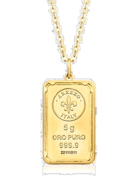 自营Ross-Simons 24kt 黄金百合花 5 克锭吊坠项链带14kt 金框 20
