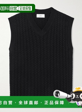 香港直邮Mr P. 男士 粗线针织羊毛毛衣马甲 MPK242059BLACK