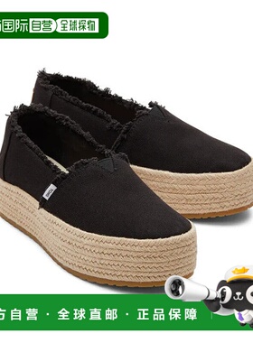 自营Toms Valencia 10019795Black Canvas Slip On Platform Espa