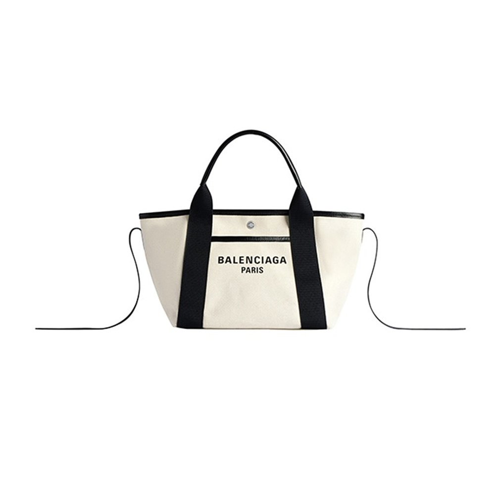 Balenciaga/巴黎世家 24新款女士小号白色棉质帆布手提包