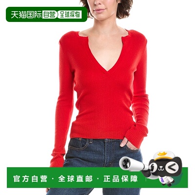 自营 Max Mara Urlo真丝与羊绒混纺毛衣-红色 美国奥莱直发针织衫